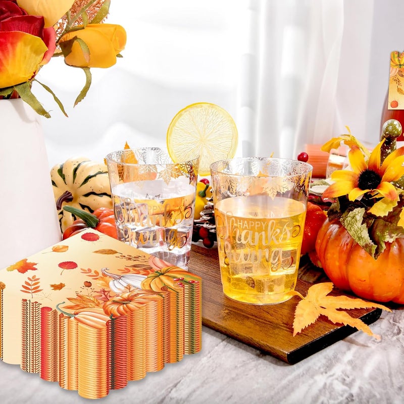 LDFDRT Fall Paper Napkins Disposable Thanksgiving Day Pumpkin Dessert Napkins Happy Birthday Party Supplies for Baby Shower Weddings,Birthday,Bar fall Party Favors - Image 2