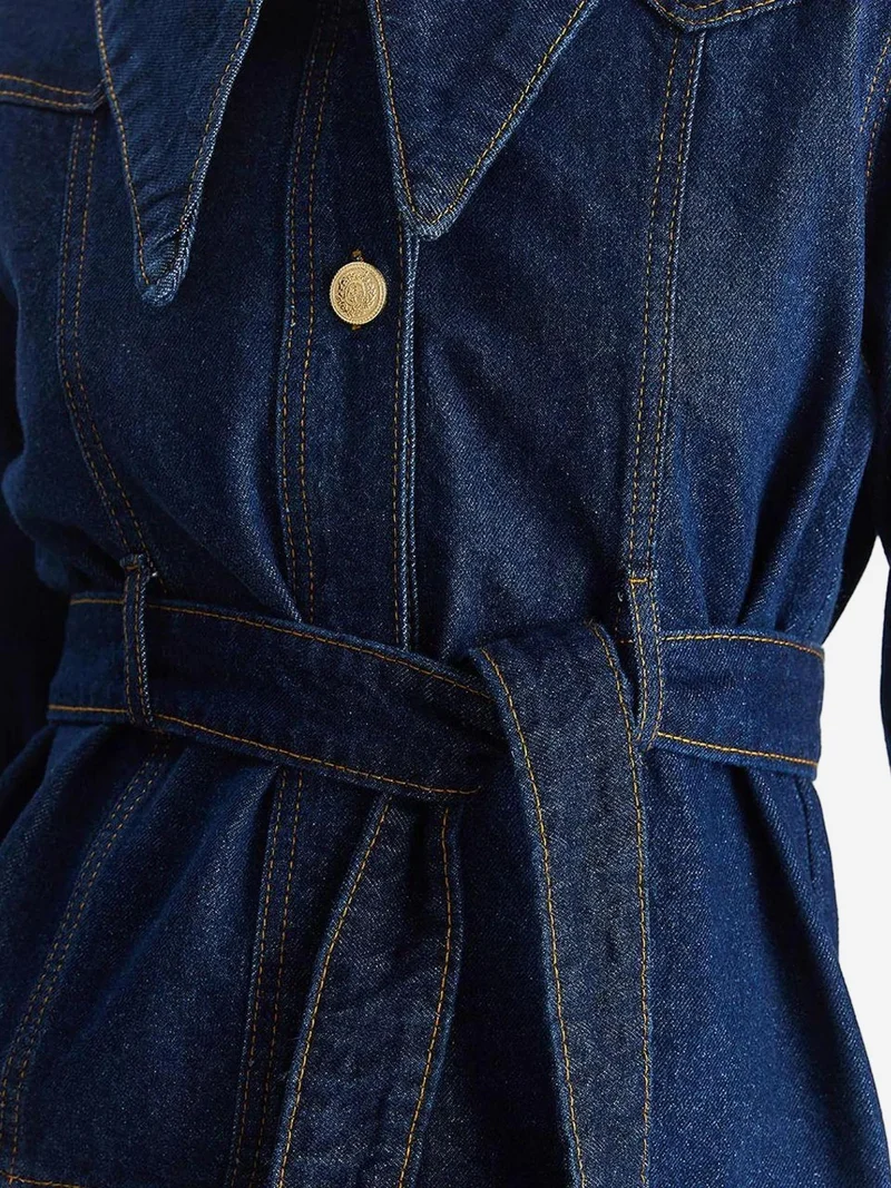 Bianco Lucci LUCCI Denim Buttoned Jacket with Regular Fit