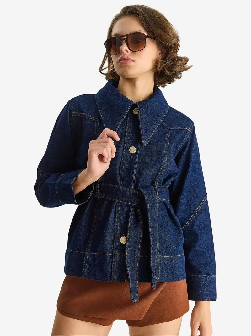 Bianco Lucci LUCCI Denim Buttoned Jacket with Regular Fit
