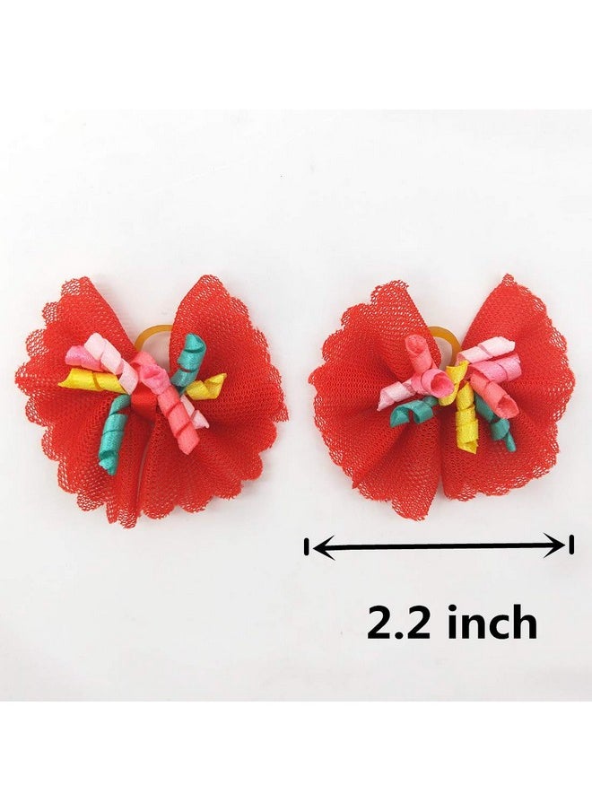 Sufermoe - 32 Pcs Multicolored Dog Hair Bows With Rubber Bands, Hair Grooming Top Knots Pet Hair Accessories For Pet Cat Dog - Image 1