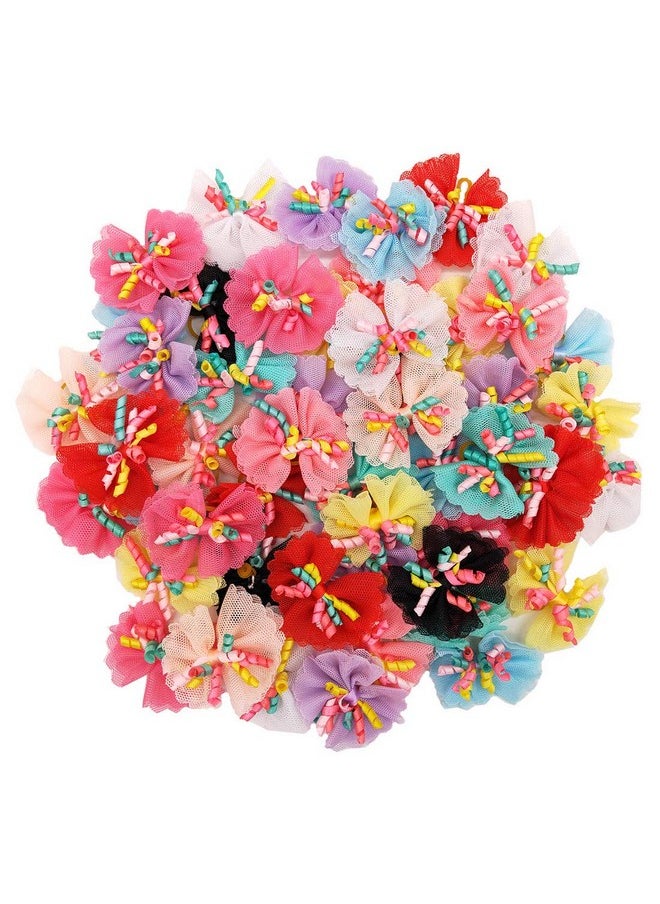 Sufermoe - 32 Pcs Multicolored Dog Hair Bows With Rubber Bands, Hair Grooming Top Knots Pet Hair Accessories For Pet Cat Dog - Image 1