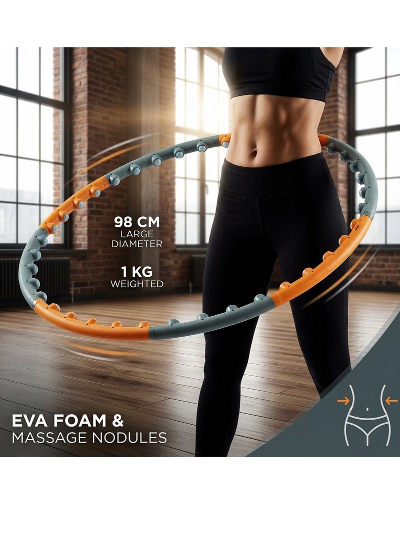 أكسوكس هولا هوب أثقل من Axox Fitness مع رغوة EVA ناعمة | حلقة تمرين 98 سم لتخفيف الخصر، تقوية عضلات البطن، خسارة الوزن، كارديو، ولياقة منزلية للبالغين - Image 2