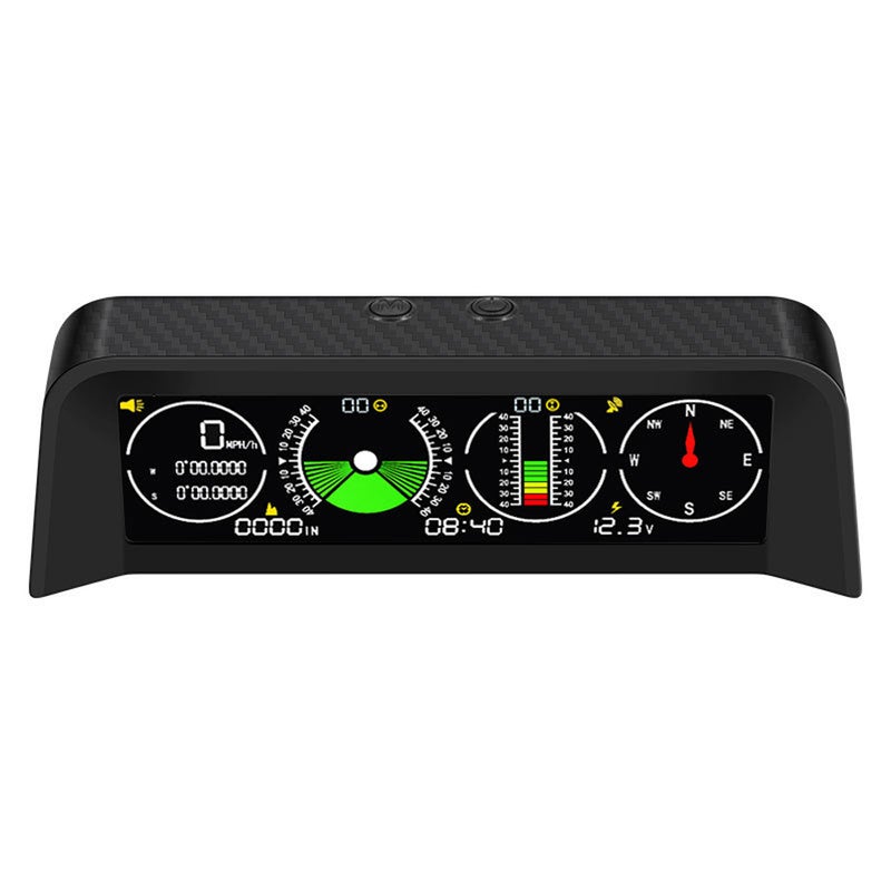 شاشة عرض رأسية للسيارة (HUD) مقياس سرعة GPS رقمي LED ومقياس انحدار زاوية متعدد الوظائف مع عرض السرعة/الوقت/الارتفاع/زاوية الانقلاب/زاوية الانحدار/البوابة/الجهد مع دعم إنذار التجاوز للسرعة - Image 1