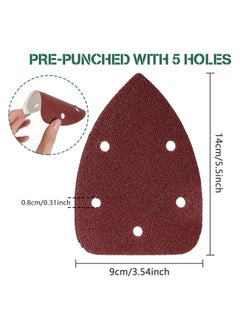 KASTWAVE 50 Pieces Mouse Detail Sander Pads Sanding Pads Sheets Hook and Loop Assorted 60/80/120/180/240 Grits Sander Paper - 5 Holes Triangle Sandpaper for Black and Decker Detail Palm Sander  - Image 5