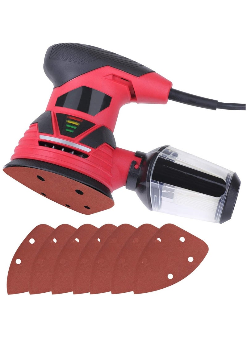 KASTWAVE - 50 Pieces Mouse Detail Sander Pads Sanding Pads Sheets Hook and Loop Assorted 60/80/120/180/240 Grits Sander Paper - 5 Holes Triangle Sandpaper for Black and Decker Detail Palm Sander - Image 1