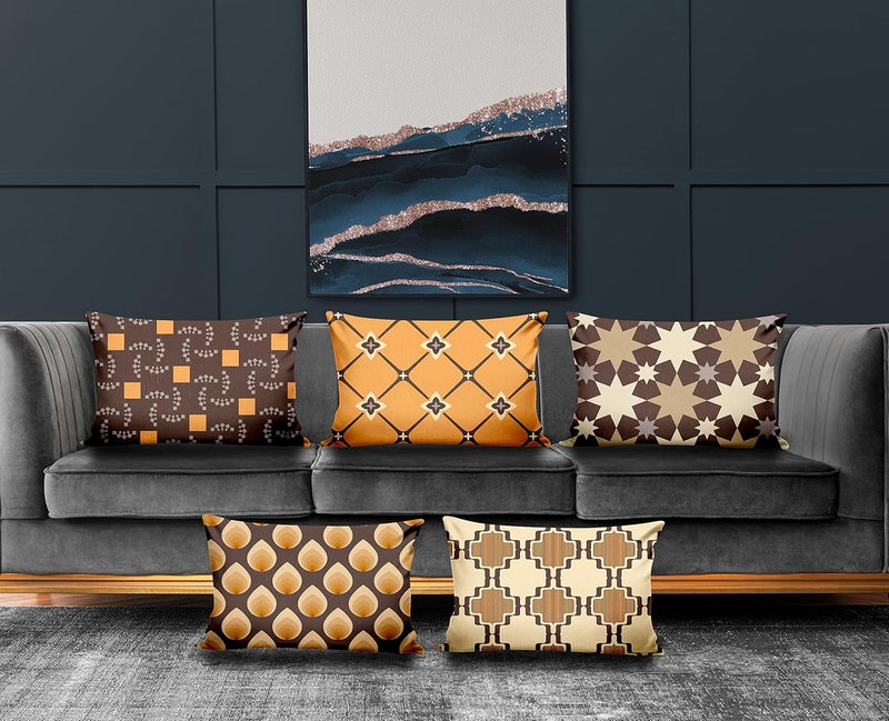 Ultimate Trends Polyester Digital Modern Printed Pillow Cover 12x18 Set of 5 Multi Color UTCS1036