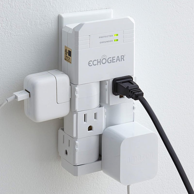 ECHOGEAR Surge protection on the wall and installs on existing sockets to protect your equipment and increase the output capacity. 6AC outlets - Image 1
