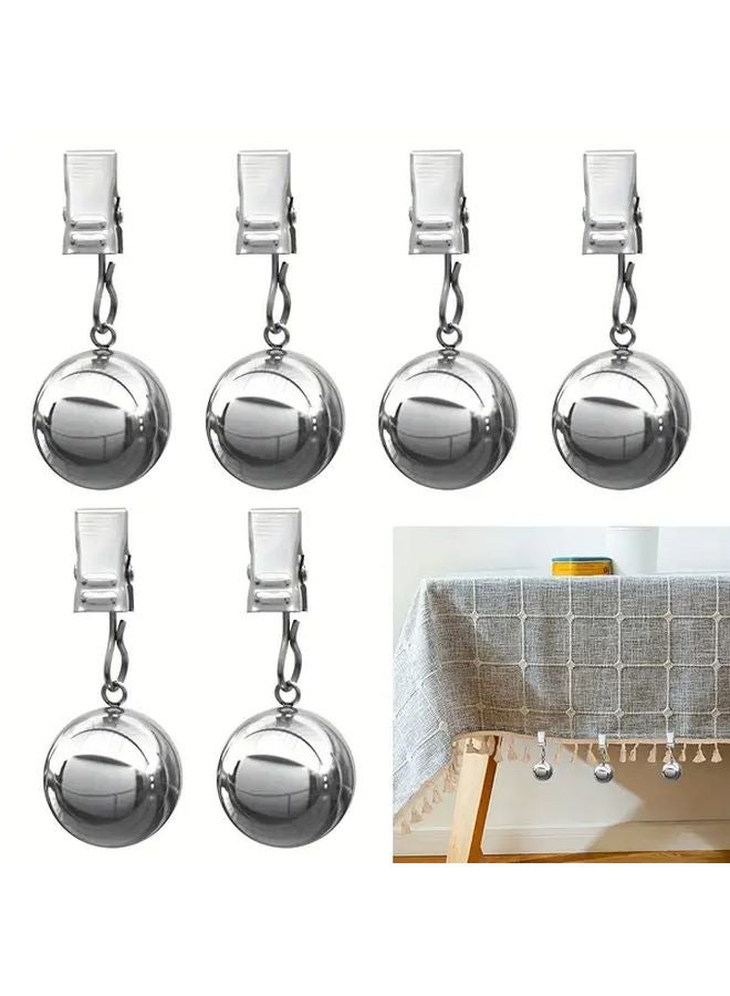 6Pcs Stainless Steel Tablecloth Weights With Clip For Home Outdoor Camping Wedding - Image 1