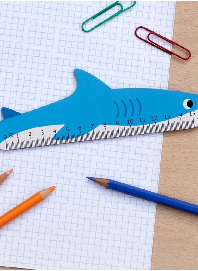 Rex London Shark Wooden Ruler – Fun Shark-Themed 12-Inch Wooden Ruler for Kids – Ideal for School, Craft Projects, and Drawing - Image 1