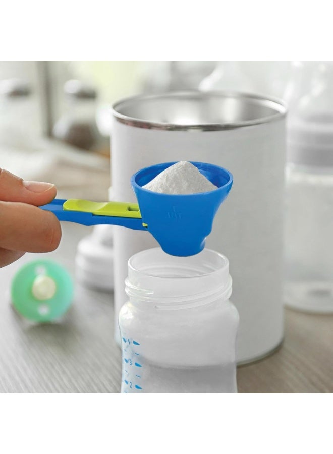 2-in-1 Sliding Scoop Converts to Funnel, Adjustable Measuring Spoon with Funnel, Precise Measurement for Your Dietary Supplements, Easy to Clean, Ideal for Powder, Protein Powder, and Liquids, Blue - Image 4