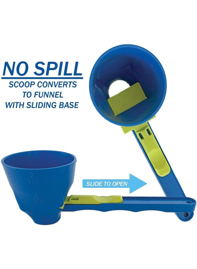2-in-1 Sliding Scoop Converts to Funnel, Adjustable Measuring Spoon with Funnel, Precise Measurement for Your Dietary Supplements, Easy to Clean, Ideal for Powder, Protein Powder, and Liquids, Blue - Image 2