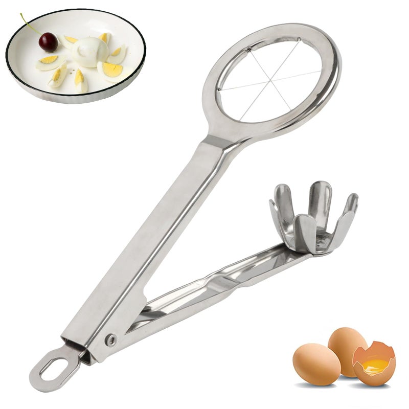 Best Utensils Stainless Steel Egg Slicer Wedger Cutter Divides Hard Boiled Eggs Into 6 Equal Segments In One Action