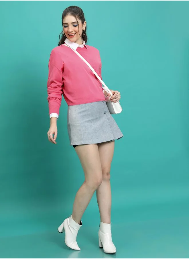 Tokyo Talkies Solid Round Neck Sweater with Long Sleeves by Styli