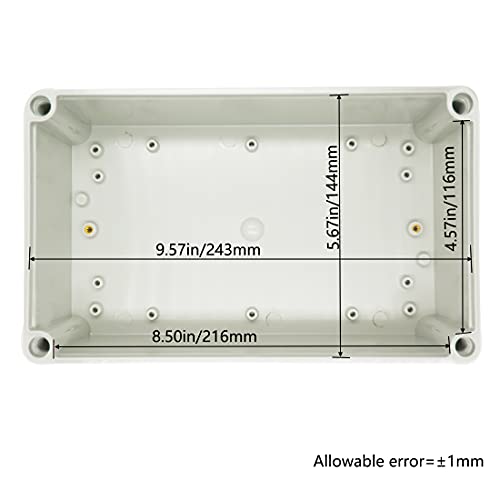 Zulkit Junction Box ABS Plastic Dustproof Waterproof IP67 Junction Boxes Universal Electrical Project Enclosure DIY Electronic Project Box Grey 9.84 x 5.91 x 5.12 inch (250 x 150 x 130mm) - Image 4