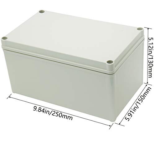 Zulkit Junction Box ABS Plastic Dustproof Waterproof IP67 Junction Boxes Universal Electrical Project Enclosure DIY Electronic Project Box Grey 9.84 x 5.91 x 5.12 inch (250 x 150 x 130mm) - Image 2