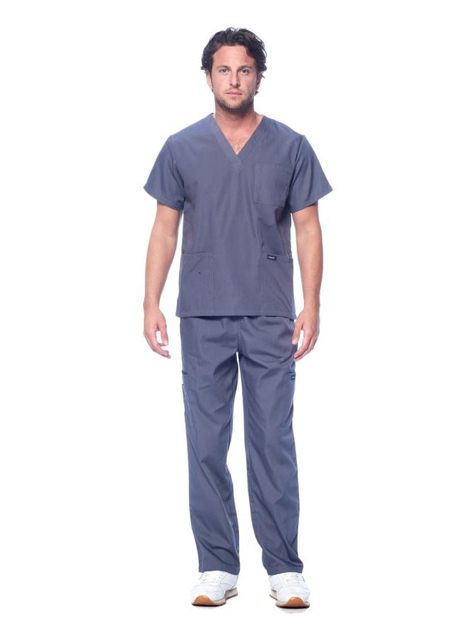 DAGACCI Scrubs Medical Uniform Top and Pants for Men, Petwer Gray, XXL - Image 1