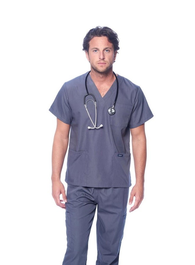 DAGACCI Scrubs Medical Uniform Top and Pants for Men, Petwer Gray, XXL - Image 2