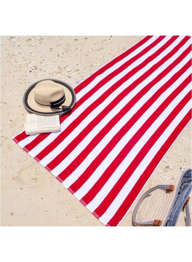 SIGNOOLA Beach Towel Striped 4 Piece 180x70 cm-White-Red  - Image 2