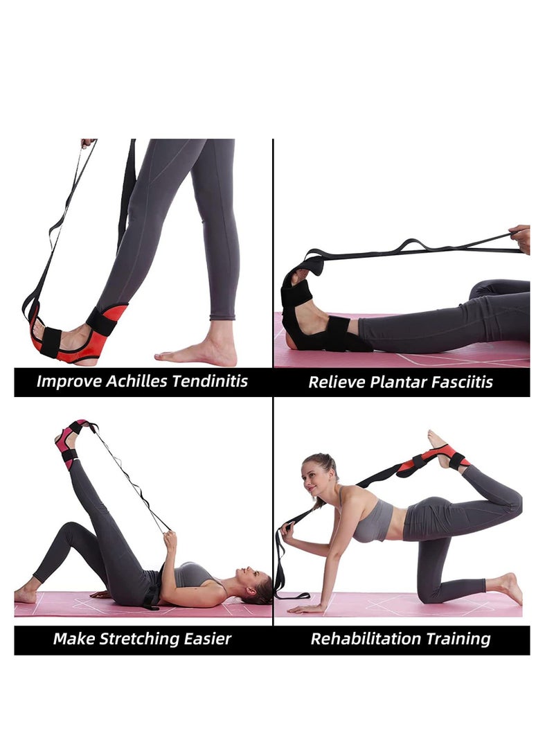 Yoga Stretching Strap, Yoga Strap for Stretching , Ankle Ligament Stretcher Belt with Loops, Ligament Stretch Band, Soft Leg Stretcher, Good for Plantar Fasciitis, Fitness Leg Stretcher