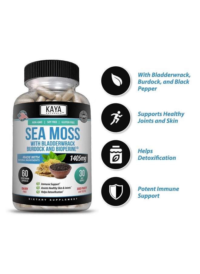 Kaya Naturals - Sea Moss ; Joint Supplement For Men And Women ; With Organic Burdock Root Irish Moss Bladderwrack And Bioperine ; For Joint Health And Immune Boost All Natural Sea Moss (60 Capsules) - Image 1