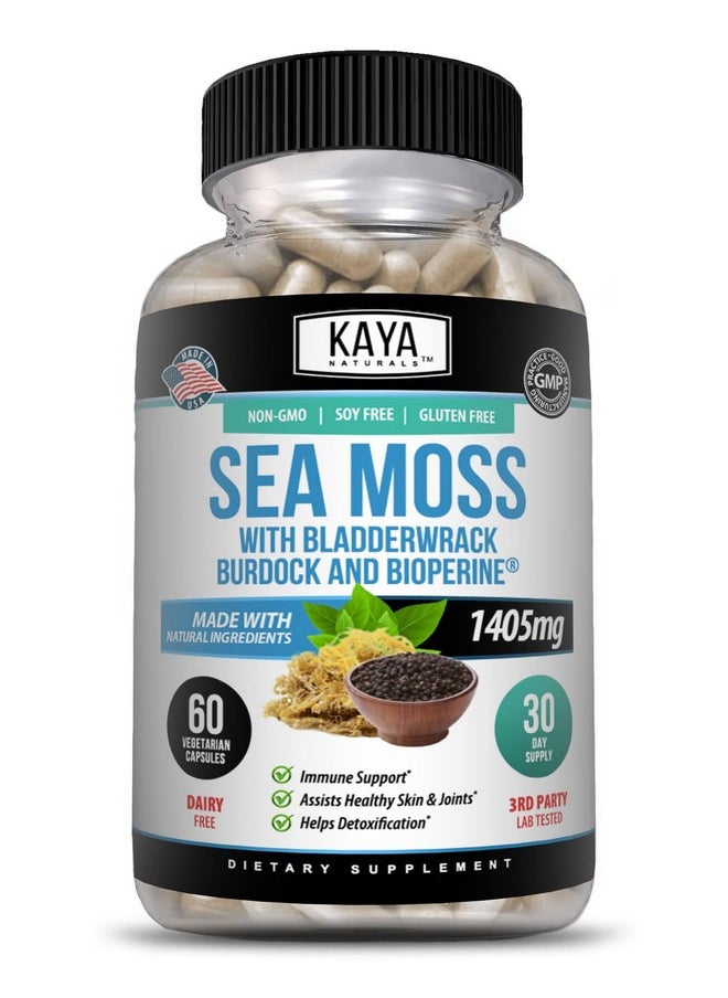 Kaya Naturals - Sea Moss ; Joint Supplement For Men And Women ; With Organic Burdock Root Irish Moss Bladderwrack And Bioperine ; For Joint Health And Immune Boost All Natural Sea Moss (60 Capsules) - Image 1