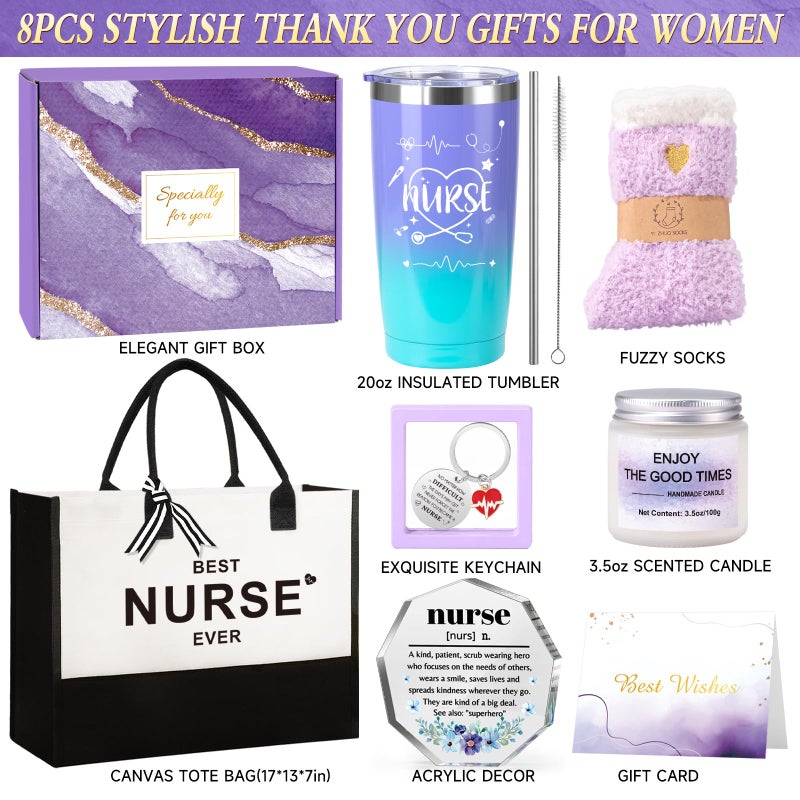 Giftissimo Nurse Gifts for Women, Nurse Appreciation Gift Set for Nurses Female, Christmas Gifts for Nurses Week Graduation Gift for Nursing Student w/Canvas Tote Bag Acrylic Decor - Image 2