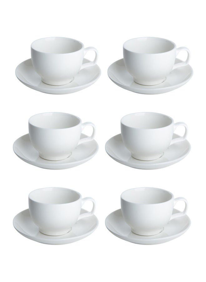 دوف طقم أكواب شاي مع صحون من البورسلان – 12 قطعة (150 مل) أبيض – يكفي لـ 6 أشخاص - Image 1