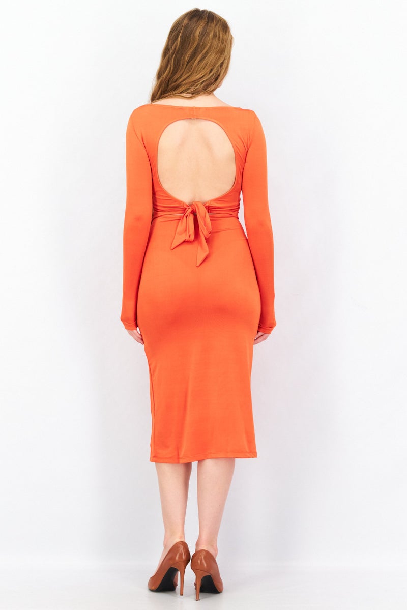 Miss Selfridge Women Cut Out Plain Midi Casual Dress, Red - Image 3