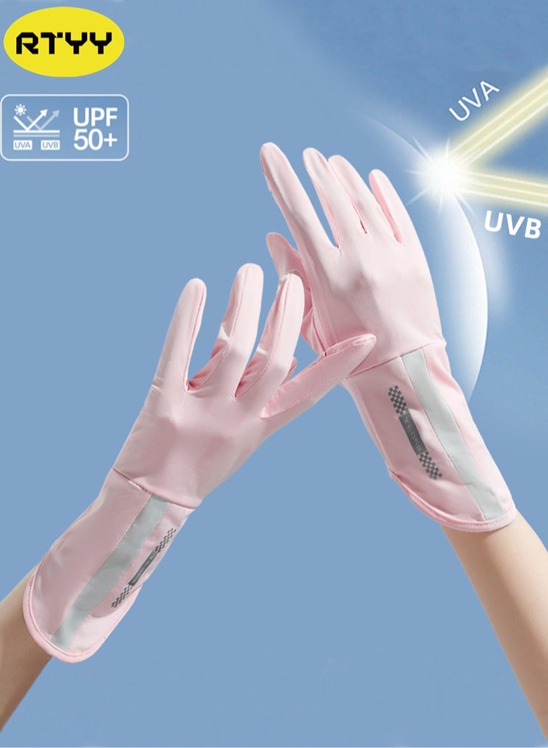 RTYY قفازات نسائية،قفازات من الحرير الجليدي،قفازات قيادة نسائية،قفازات السيارةقفازات حماية من الشمسقفازات القيادةقفازات صيفية للحماية من أشعة الشمس والأشعة فوق البنفسجية، قفازات رياضية خارجية مانعة للانزلاق، قابلة للتهوية، مزودة بشاشة لمس - Image 1