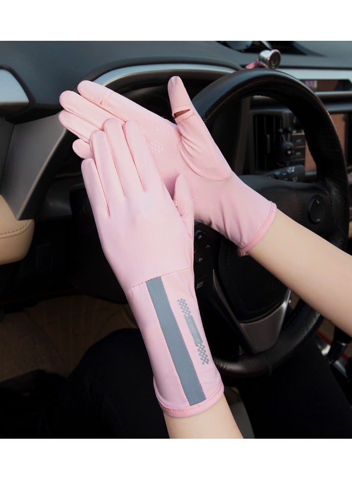 RTYY قفازات نسائية،قفازات من الحرير الجليدي،قفازات قيادة نسائية،قفازات السيارةقفازات حماية من الشمسقفازات القيادةقفازات صيفية للحماية من أشعة الشمس والأشعة فوق البنفسجية، قفازات رياضية خارجية مانعة للانزلاق، قابلة للتهوية، مزودة بشاشة لمس - Image 2