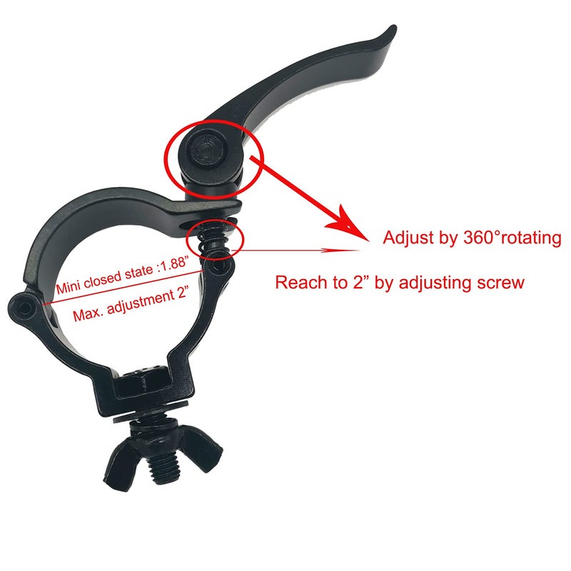 Douzime Lighting Clamp 2 Inch Truss Quick Release Mount Heavy Duty 220 Lbs Fit 48-51mm OD Pipe truss F34 Black - Image 4