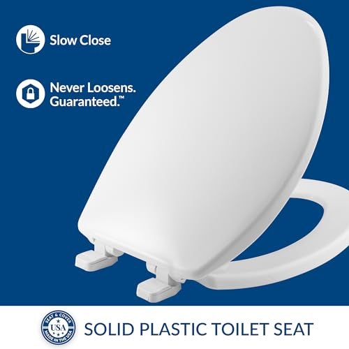 Mayfair Caswell Modern Toilet Seat, Slow Close, Easy Clean, Plastic, Elongated, White - Image 2