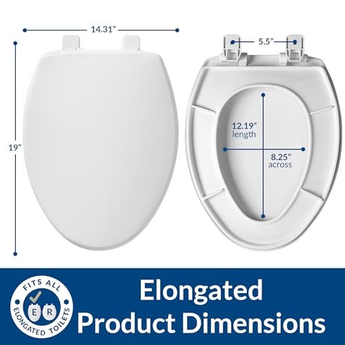 Mayfair Caswell Modern Toilet Seat, Slow Close, Easy Clean, Plastic, Elongated, White - Image 3