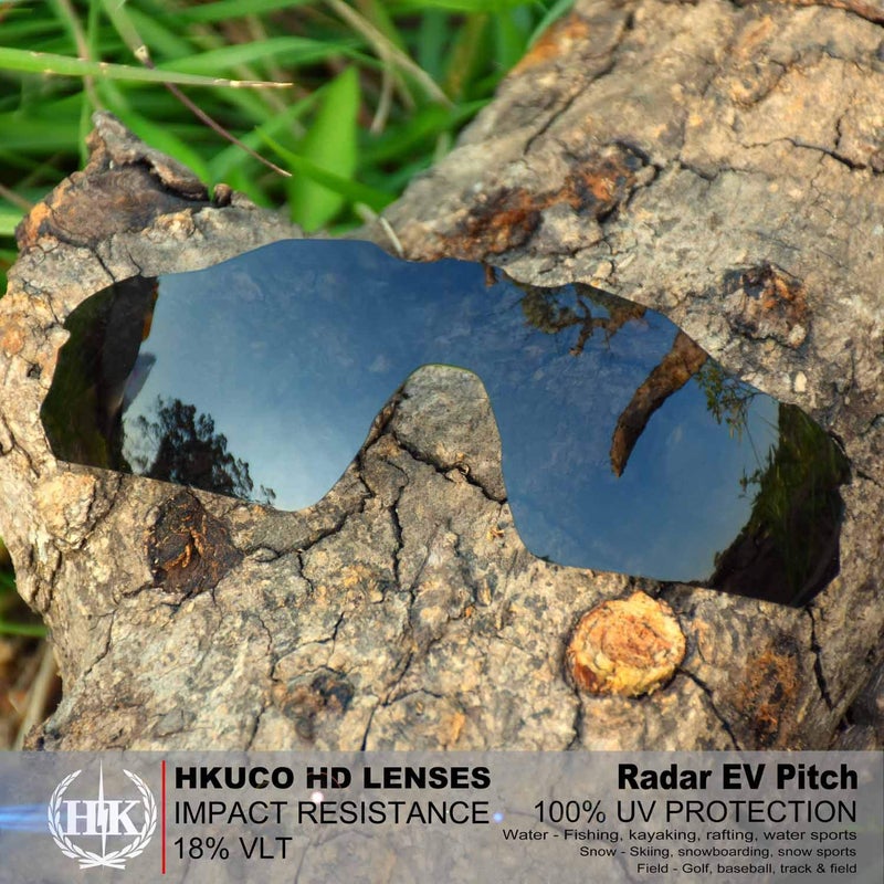 Generic HKUCO Reinforce Mens Replacement Lenses For Oakley Radar EV Pitch Sunglasses Black/Transparent Polarized  - Image 2