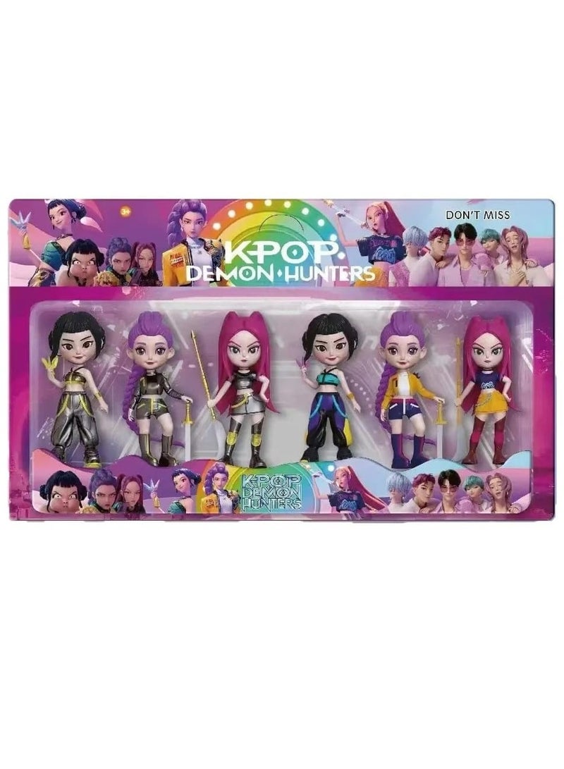KPop Demon Hunters Figures Kpop Demon Hunters Action Figure Home Decor Desk Ornament For Hunters Fans 6pcs set - Image 1