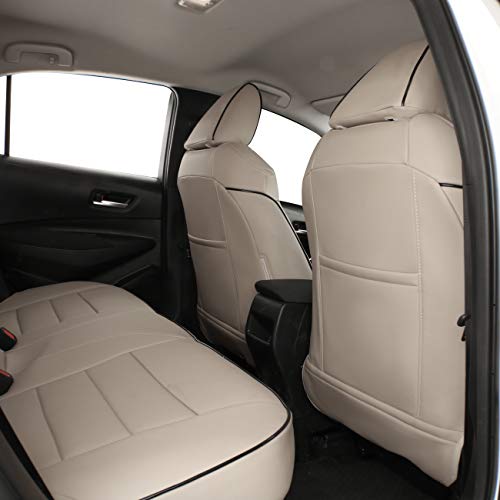 EKR Corolla Cross Seat Covers Custom Fit for Toyota Corolla Cross 2023 2024 2025 2026 Hybrid XSE & Hybrid Nightshade 2025 Car Seat Covers Full Set,Faux Leather (Beige) - Image 3