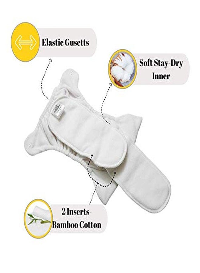 Apple Blossoms Reusable Cloth diaper for babies 3M to 3Y | CPSIA Certified 300+wash |Washable & Adjustable Snap Button | pack includes 1 Diaper with 2 organic Bamboo cotton inserts - Image 4