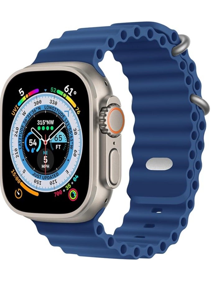 ELTRAZONE  Ocean Band Compatible With Apple Watch Ultra Band 49mm 45mm 44mm 42mm for Men, Adjustable Silicone Strap with Metal Buckle for Apple Watch Ultra 2 Band iWatch Ultra Series 9 8 7 6 5 4 3 2 1 SE - Image 1