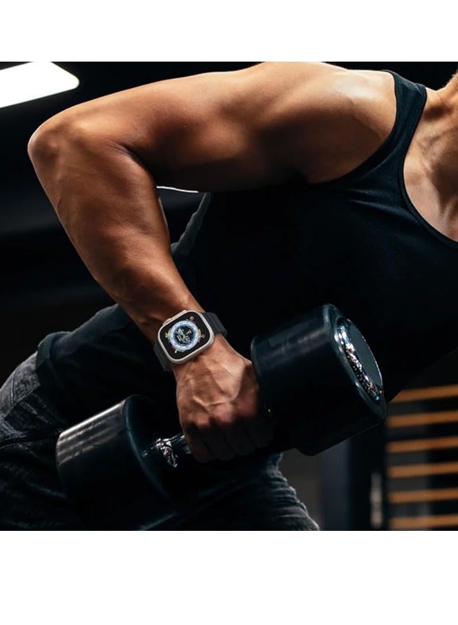 ELTRAZONE  Ocean Band Compatible With Apple Watch Ultra Band 49mm 45mm 44mm 42mm for Men, Adjustable Silicone Strap with Metal Buckle for Apple Watch Ultra 2 Band iWatch Ultra Series 9 8 7 6 5 4 3 2 1 SE - Image 3