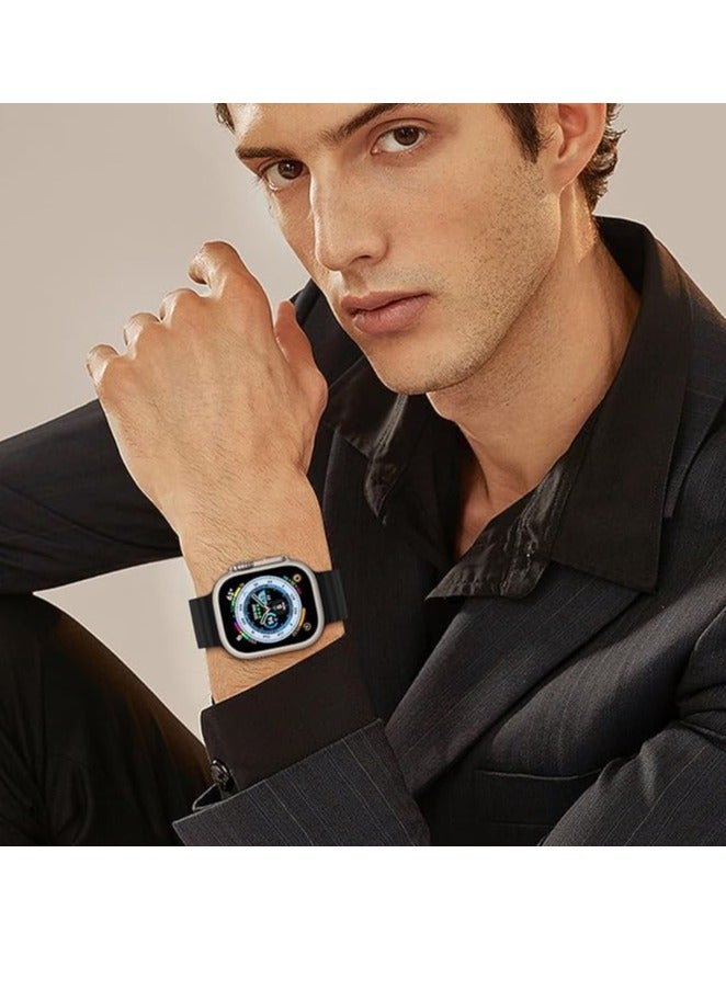 ELTRAZONE  Ocean Band Compatible With Apple Watch Ultra Band 49mm 45mm 44mm 42mm for Men, Adjustable Silicone Strap with Metal Buckle for Apple Watch Ultra 2 Band iWatch Ultra Series 9 8 7 6 5 4 3 2 1 SE - Image 4