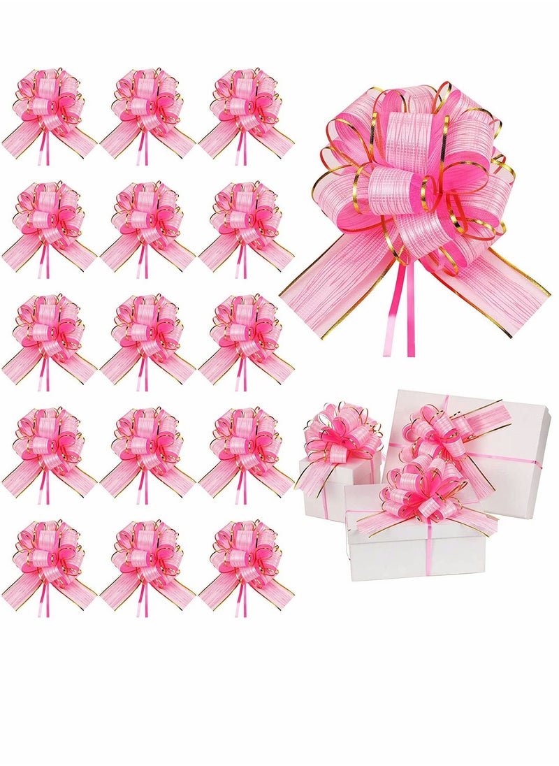 Generic Pull Bow Wrapping, Ribbon Pull Bows, for Wedding Baskets, Multicolor Ribbon Bow to Wrap Box or Floral Decoration, 6 Inches Diameter, 20 Pieces (Pink)  - Image 1