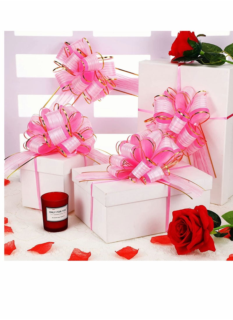 Generic Pull Bow Wrapping, Ribbon Pull Bows, for Wedding Baskets, Multicolor Ribbon Bow to Wrap Box or Floral Decoration, 6 Inches Diameter, 20 Pieces (Pink)  - Image 3