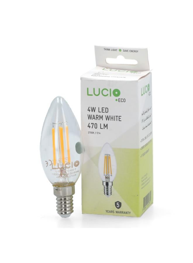 Lucio Eco 4W 2700K 470LM E14 Filament LED Bulb Warm White L-BL-0110-4W-T - Image 2