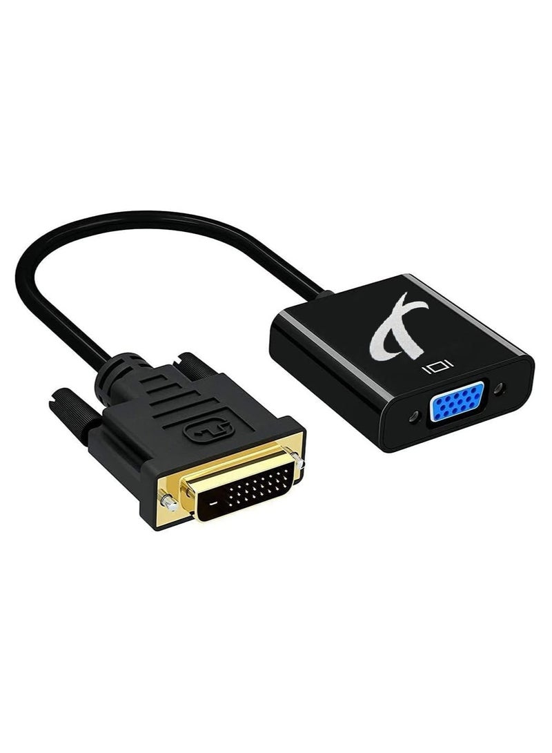 FUJISHKA DVI (24+1) to VGA Adapter, (Male to Female) Compatible with Computer, Desktop, Laptop, PC Monitor, Projector, TV Screen, 25cm, Black  - Image 1
