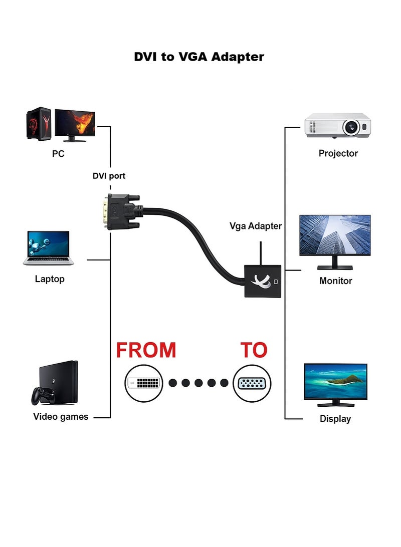 FUJISHKA DVI (24+1) to VGA Adapter, (Male to Female) Compatible with Computer, Desktop, Laptop, PC Monitor, Projector, TV Screen, 25cm, Black  - Image 4
