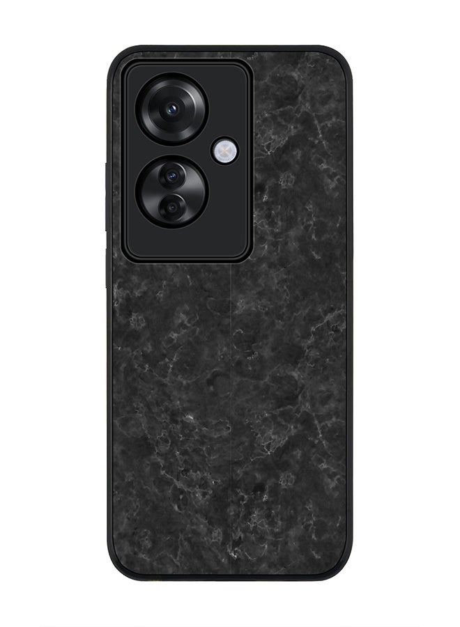 Stylizedd جراب قوي بحافة سوداء لهاتف Oppo Reno11 F / Oppo F25 Pro 5G، جراب رفيع بحواف مطاطية مرنة ومضاد للسقوط من مادة TPU الهلامية - ملمس رخامي أسود - Image 1