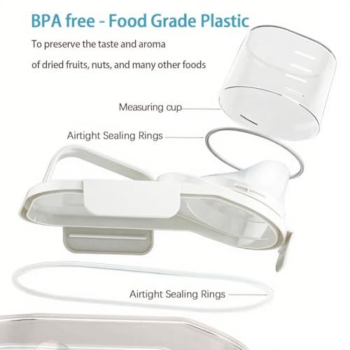 Besmall Cereal Containers Storage,2L Airtight Large Dry Food Storage Containers with Pouring Spout, Measuring Cup for Flour and Grain,BPA Free Plastic Dispenser ((1pcs) White-67oz) - Image 3
