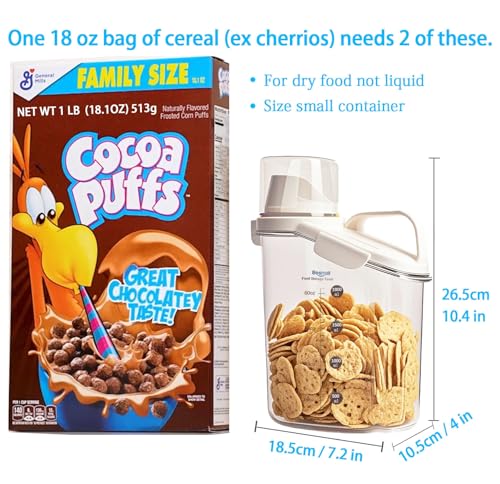 Besmall Cereal Containers Storage,2L Airtight Large Dry Food Storage Containers with Pouring Spout, Measuring Cup for Flour and Grain,BPA Free Plastic Dispenser ((1pcs) White-67oz) - Image 2