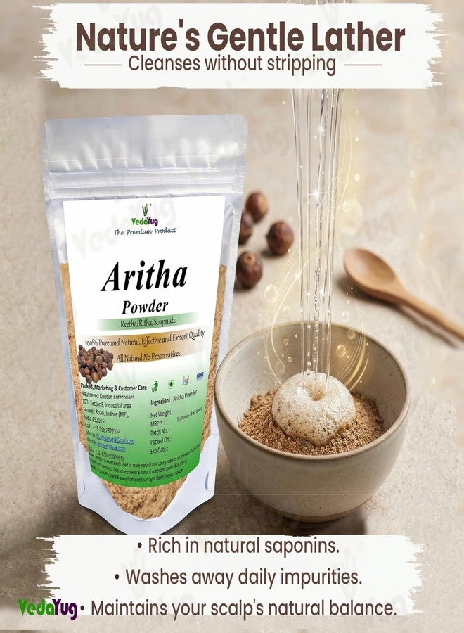 VY VedaYug Vedayug Pure Aritha Powder 200g| Natural Reetha / Soapnut for Hair Wash & Scalp Cleansing | Rita Powder for Silky Hair - Image 2