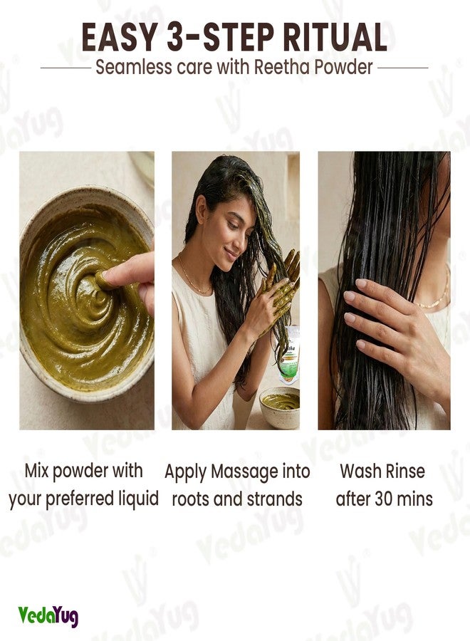 VY VedaYug Vedayug Pure Aritha Powder 200g| Natural Reetha / Soapnut for Hair Wash & Scalp Cleansing | Rita Powder for Silky Hair - Image 4
